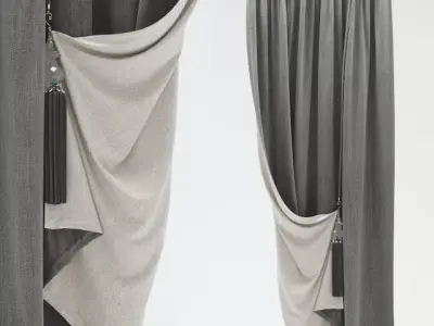Curtain with tassels Low-poly 3D model