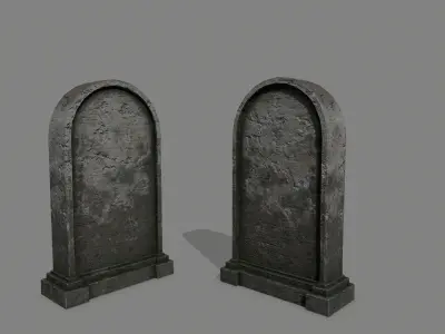 tombstone set two tombstones with skull and crossbones Low-poly 3D model