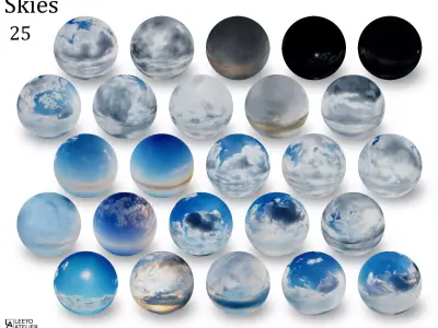 Skies - Panoramas 360 degree Low-poly 3D model