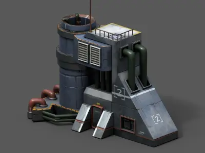 Scifi exterior skyscraper cityscape futuristic technology  Low-poly 3D model