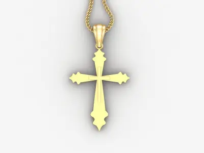 Light Gold 18K Cross Pendant 2CP034 3D print model