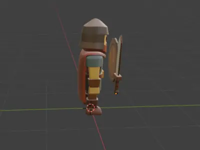 Guerrero Medieval Low Poly  Personaje 3D listo para videojuegos 3D model