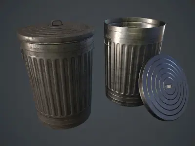 Trash Can PBR Game Ready Low-poly 3D model