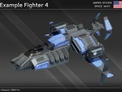 USSN Modular Fighter Kit Low-poly 3D model
