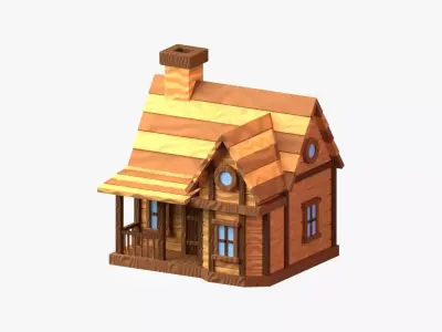 Wooden Cabin 3D Illustration 3D model