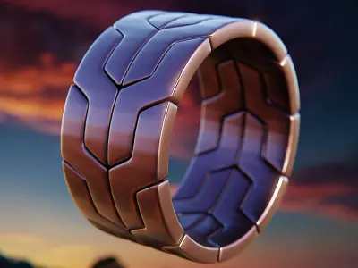 Chevron Armor Ring - Futuristic Modular Sci-Fi Band 74 3D print model