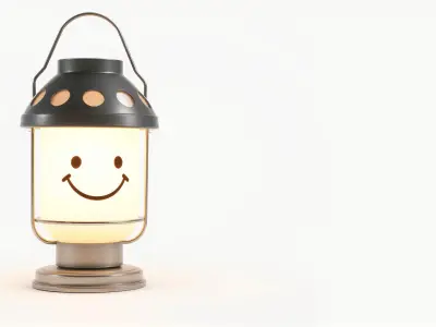 Smiley Face Lantern Lamp with Ambient Glow Low-poly 3D model