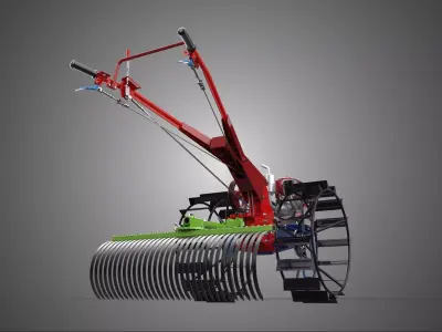 MOUNT RAKER HARROWING RAKE CAGE WHEEL WALK BEHIND TRACTOR TILLER 3D model