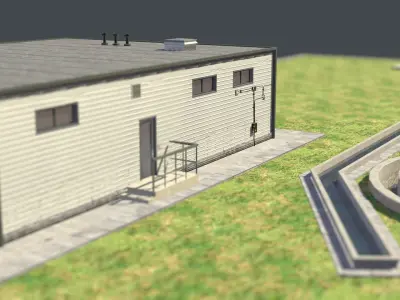 Water Treatment Plant Low Poly Low-poly 3D model