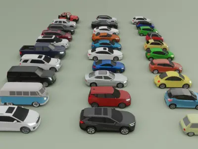  collection of 30 low poly cars 