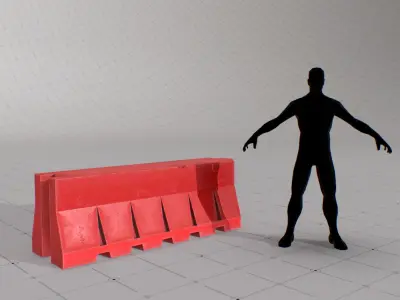 Red Traffic Barrier Low-Poly prop Low-poly 3D model