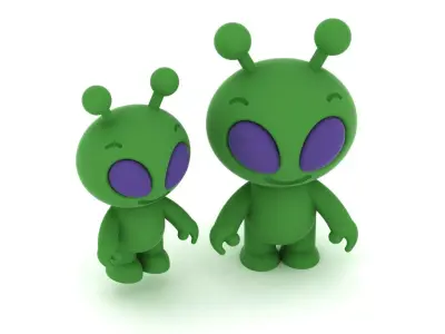 3D Printable Cute Green Alien Character Model 3D print model