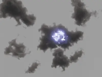 Cloud set with lightning Texture