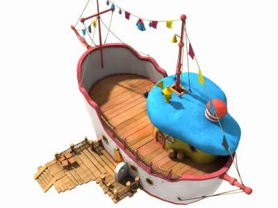 Cartoon Ship House 3D model