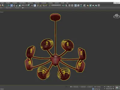 ISTAN gold chandelier with circular glass shades Low-poly 3D model