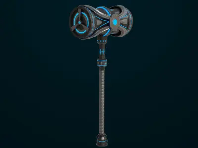 Sci Fi Battle Hammer 08 All PBR Unity UE Textures Included Low-poly 3D model