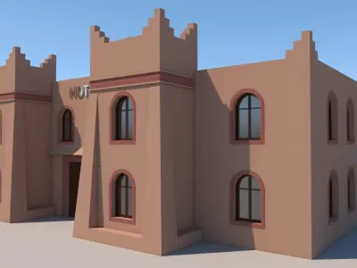 Traditional Moroccan Hotel Kasbah Style 3D model