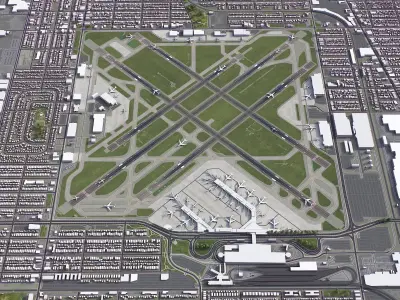 Chicago - Midway Airport - MDW Low-poly 3D model