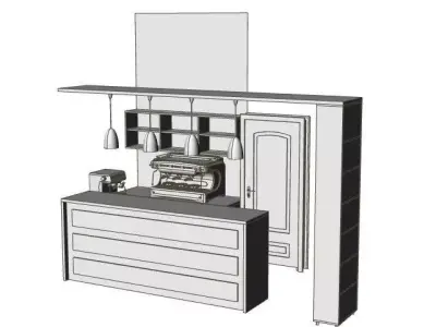 cafe furniture coffee mechine 3D model