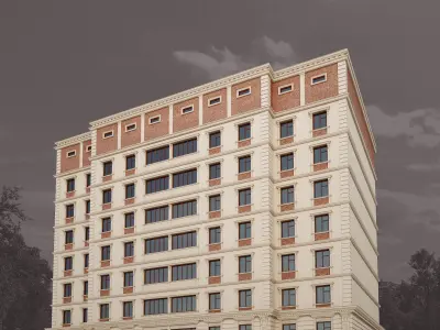 Building with stone facade 3D model