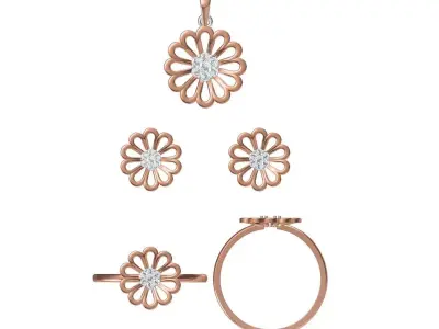 Light wt Ring Earrings Pendant set 3dm stl 1-render details 3D print model 2