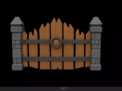 Stylized Wooden Fence Game Ready - AI Low-poly 3D model