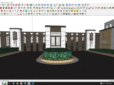 Gate house landscape 3d model 3D model