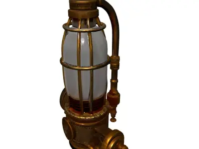 Steampunk Industrial Brass Edison Lamp Low-poly 3D model