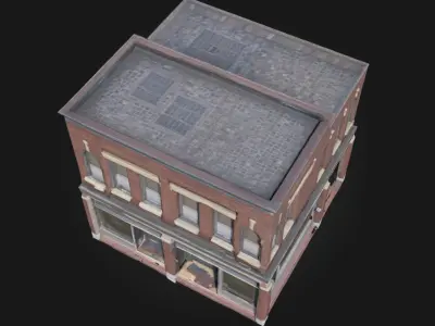 Three-Story Brownstone Building  Classic Urban Elegance Free 3D model