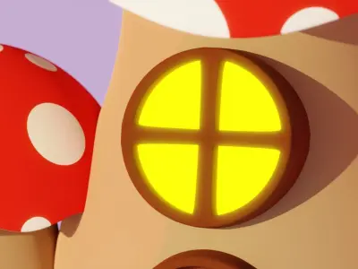 Mushroom Fantasy and Game House Low-poly 3D model