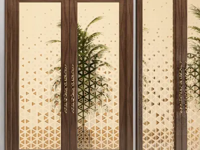 Framed glass door 01 3D model