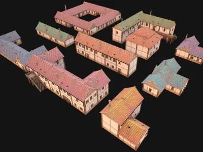 Medieval City Pack  10 Buildings  Low-poly 3D model