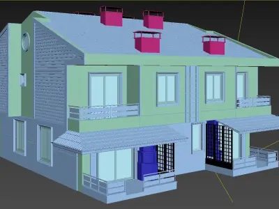 Villa Model two story house with roof 3D model