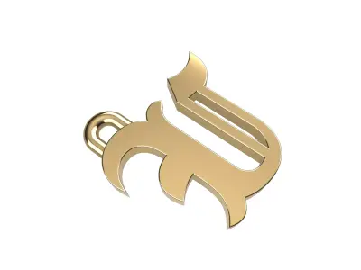 Gothic Letter U Pendant 3D print model