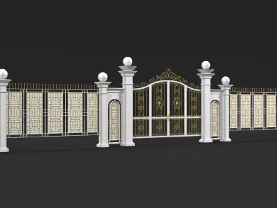 Modern and Classic Gates and Fences for Townhouses Low-poly 3D model