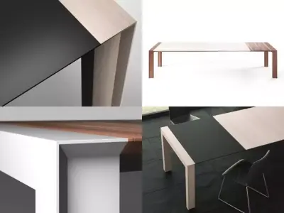 Canto modern dining table with wood 3D model