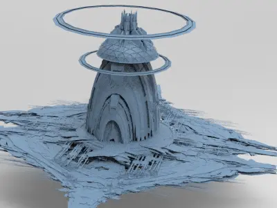 Cyberpunk Media Towers 4 versions Low-poly 3D model