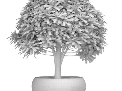 Decorative tree shrub plant in a modern stone pot vase 3D model
