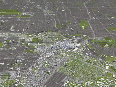 Houston 50x50km 3D City Map 3D model
