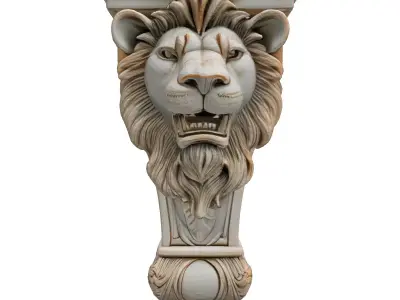 Marble Lion Head Architectural Corbel Low-poly 3D model