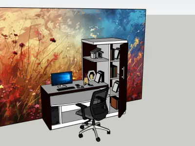 Modern Computer Table 3D Model  SketchUp Format 3D model