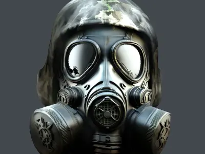 Gas mask helmet 3d model military combat Low-poly  Low-poly 3D model