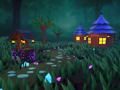 Magic Forest - Fairy Forest - Render Ready Scene Low-poly 3D model