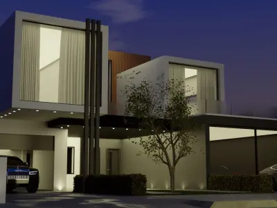 VILLA and 2 CARS 3D model