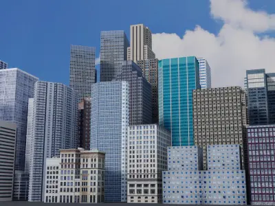 City Downtown Skyscraper Low-poly 3D model