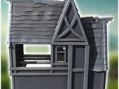 Medieval house with large open interior barn 11 - Medieval Gothi 3D print model