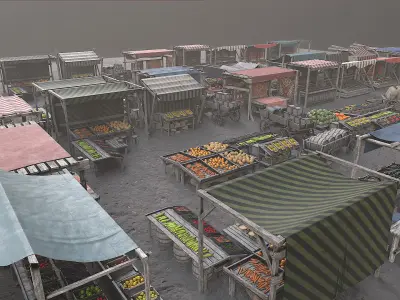 Medieval Market PBR v2 Low-poly 3D model