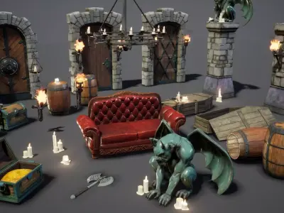 Fantasy Props Interior Pack Low-poly 3D model