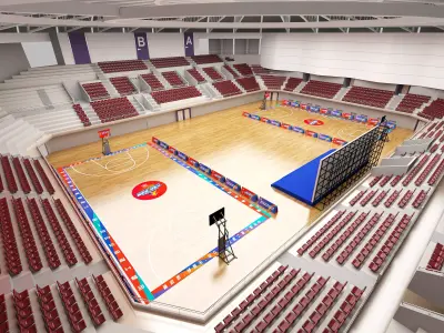 Modern Indoor Basketball Stadium Gymnasium Low-poly 3D model