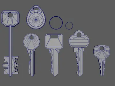 Realistic Keys and RFID Tags Game Ready Low Poly 3D Model Low-poly 3D model